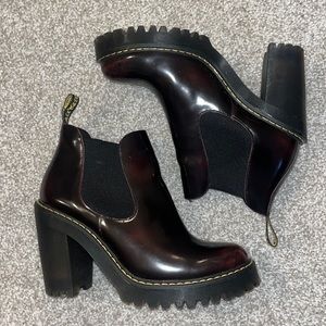 Dr. Martens Hurston Arcadia Heeled Boots, cherry red, size 9